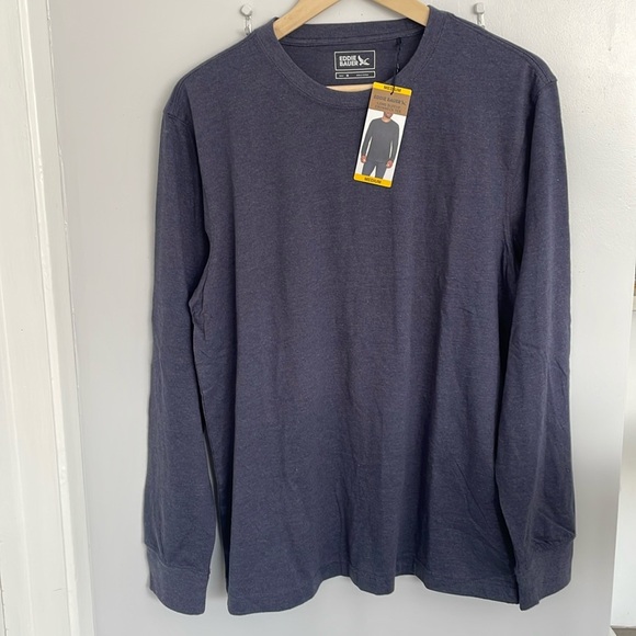 NWT Eddie Bauer Blue Long Sleeve Tee Comfortable Crew Neck size M - Picture 1 of 5
